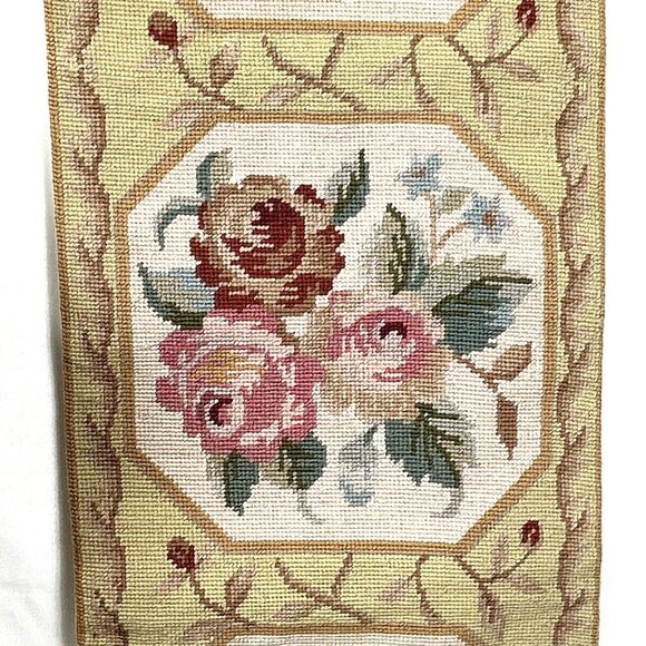 Needlepoint Table Runner 50 x 12" Soft Patstels Pink Blue Green Lined Handmade - Picture 4 of 6